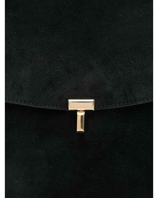 Totême Black T-Lock Suede Satchel Bag