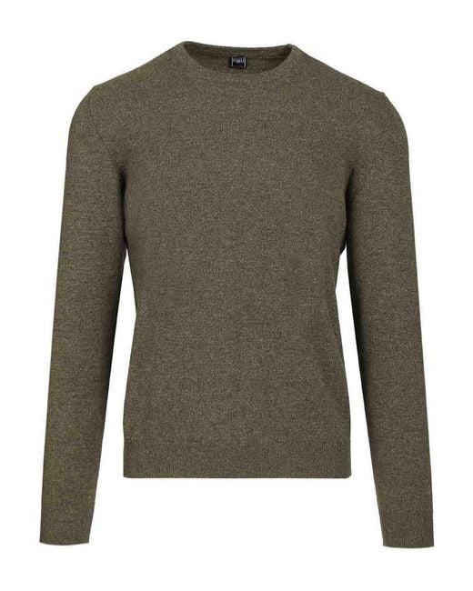 Fedeli Green Crew Neck Sweater for men