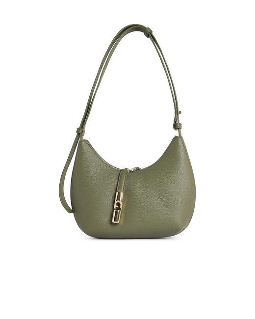 Furla Green S Goccia Avocado Leather Shoulder Bag