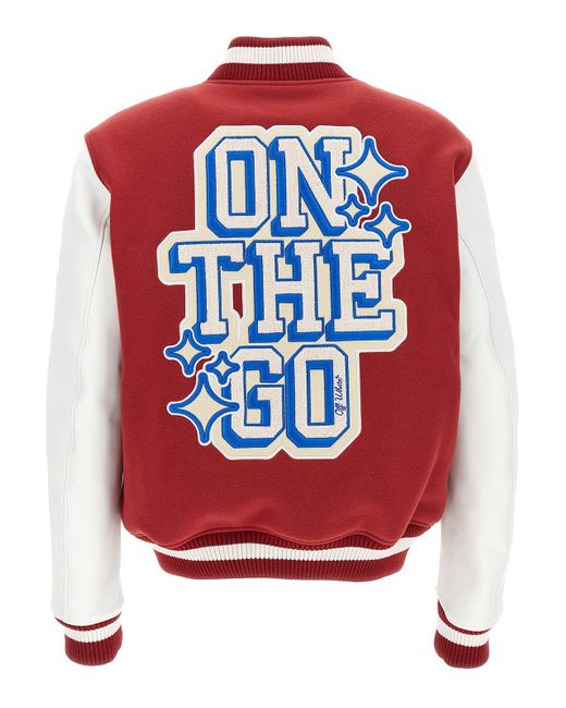 Off-White c/o Virgil Abloh Red On The Go Wool-blend Varsity Jacket for men