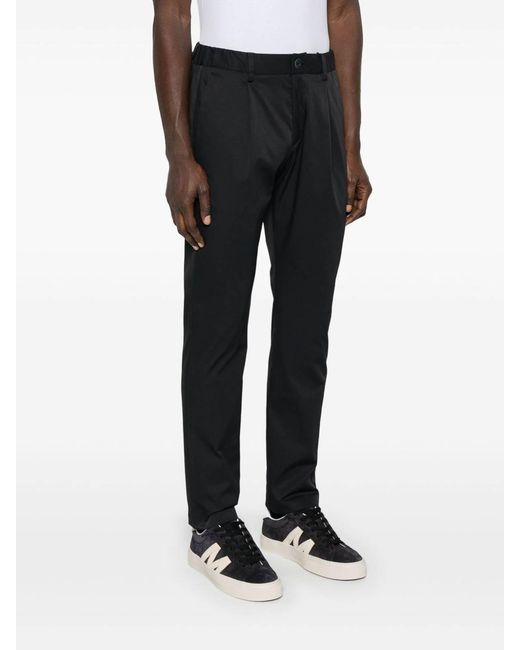 Herno Black Washed Mechanical Stretch Twill Trousers for men