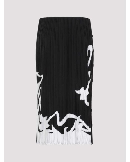 Lanvin Black Two-Toned Straight Hem Pleated Skirt