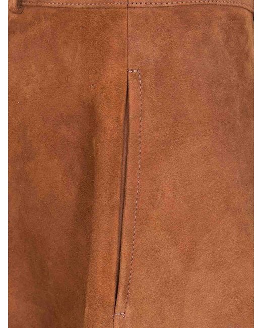 Semicouture Brown Suede Pockets Skirt