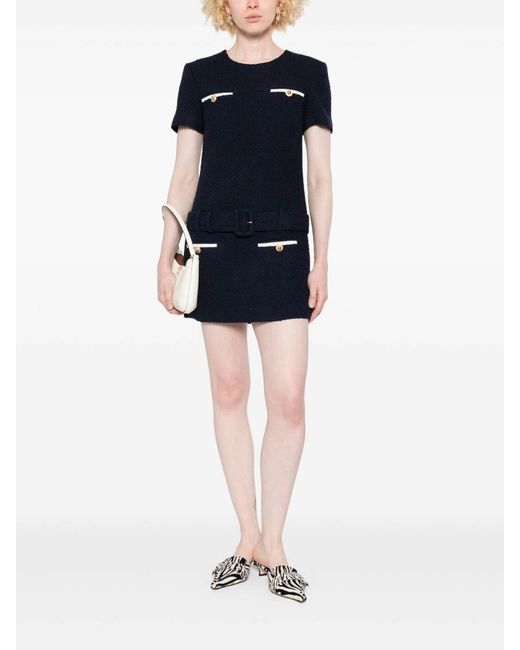 Self-Portrait Blue Boucle Mini Dress