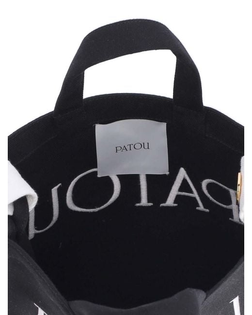 Patou Black Logo Canvas Vertical Tote