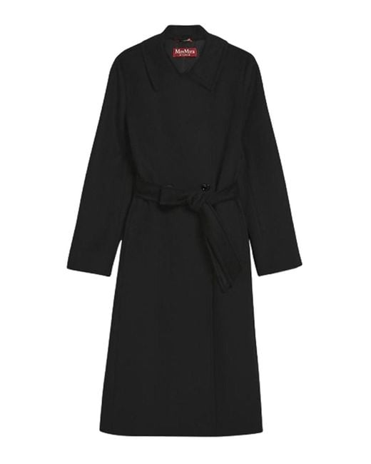 Max Mara Black Wool Dressing Gown Coat