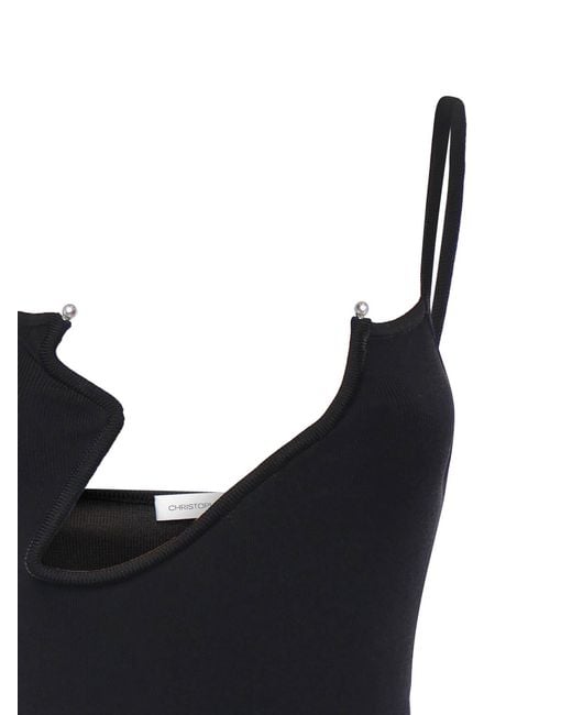 Christopher Esber Black Odessa Ribbed Knit Bodysuit