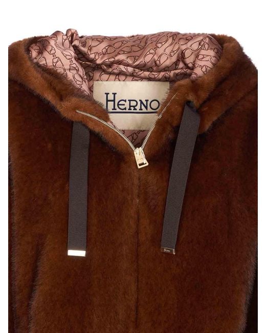 Herno Brown Faux Fur & Shearling Jackets