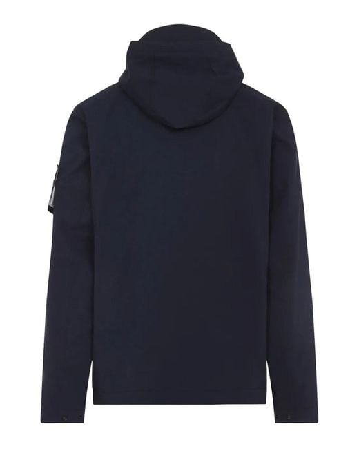 Stone Island Blue Hooded Zip-Front Jacket for men