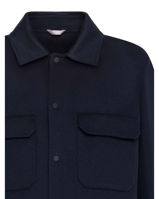 Herno Blue Double Wool Drap Shirt Jacket for men