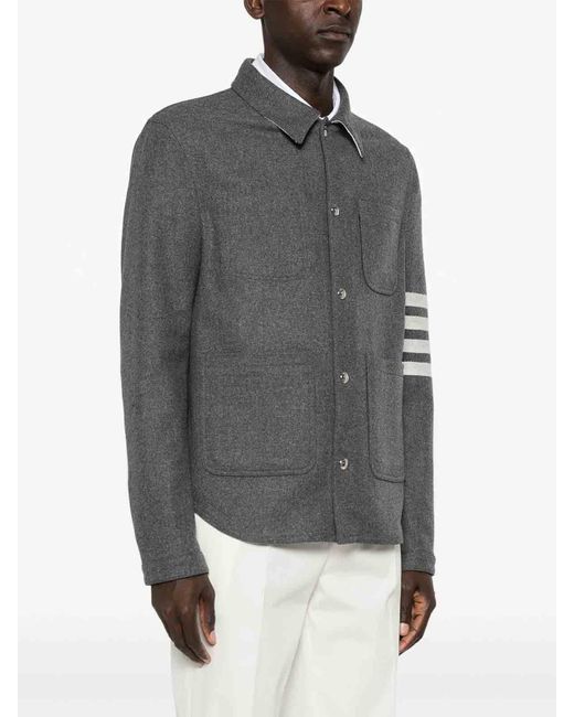 Thom Browne Gray Bar Felted Utility Jacket for men