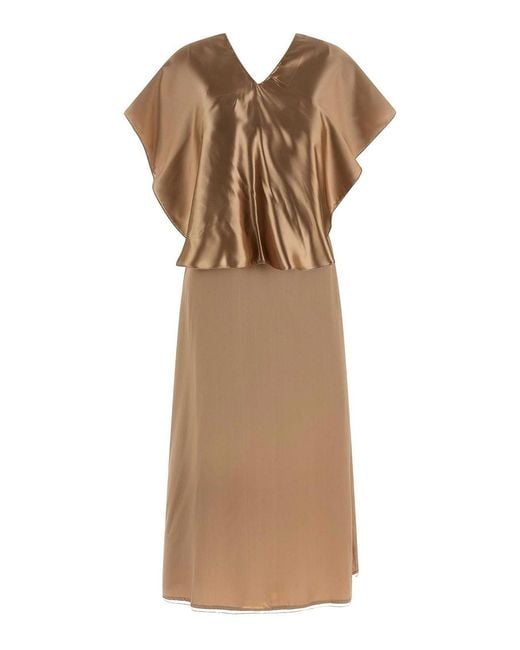 Fabiana Filippi Brown Dress With Cape
