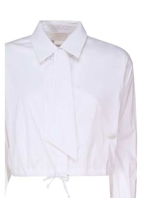 Genny White Cropped Shirt With Logo Plaque