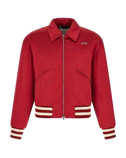 Second/Layer Red Aces Satin Club' Bomber Jacket for men