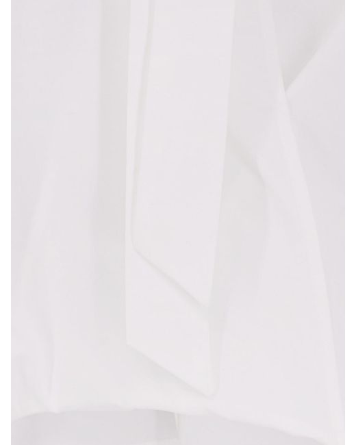 Alysi White Cotton Shirt With Bow