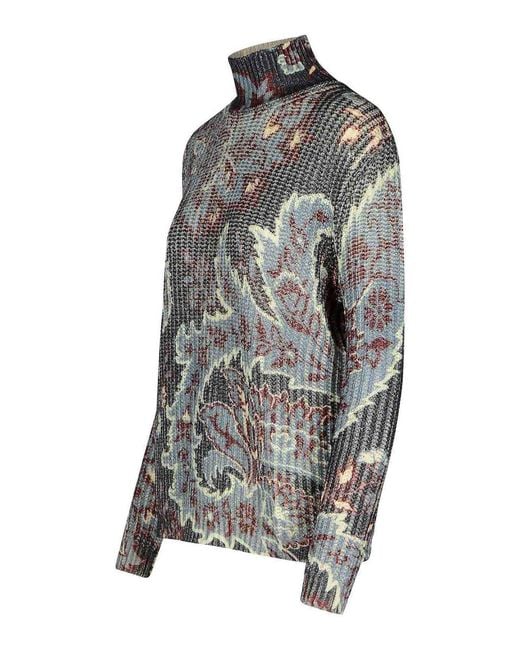 Etro Gray Wool Turtleneck Sweater