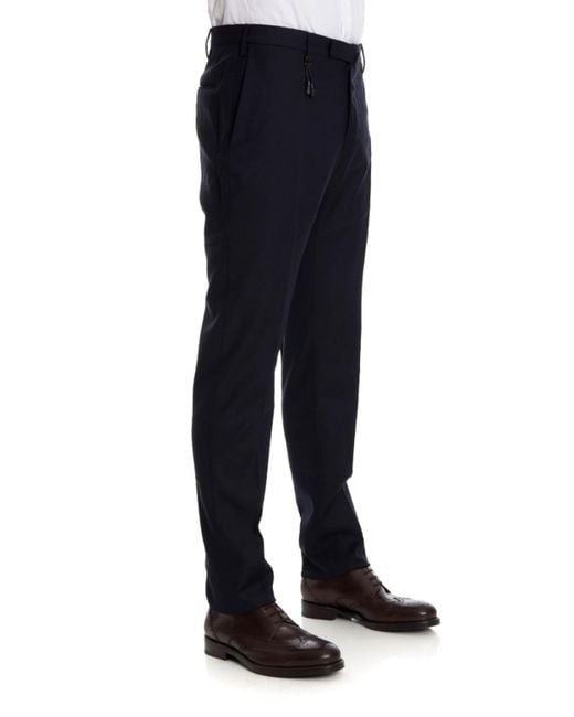 Incotex Blue Wool Trousers for men