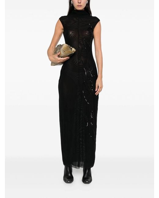 Jean Paul Gaultier Black Sleeveless Semi-Sheer Maxi Dress