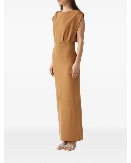 Elisabetta Franchi Brown Carpet Full Milano Stitch Knitted Dress