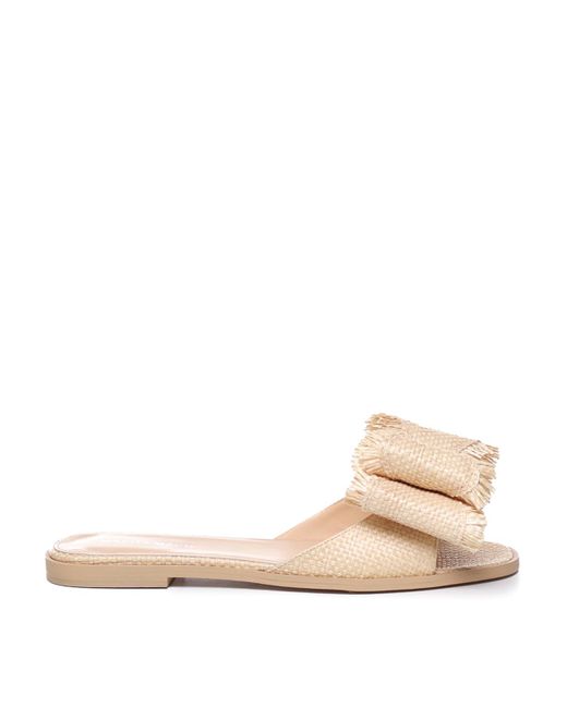 Mach & Mach Natural Flat Sandal In Rope And Leather