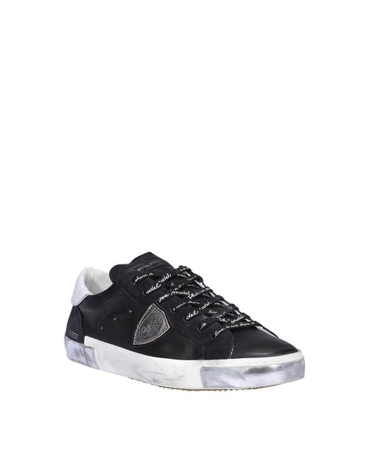 Philippe Model Black Paris X Leather Sneakers for men