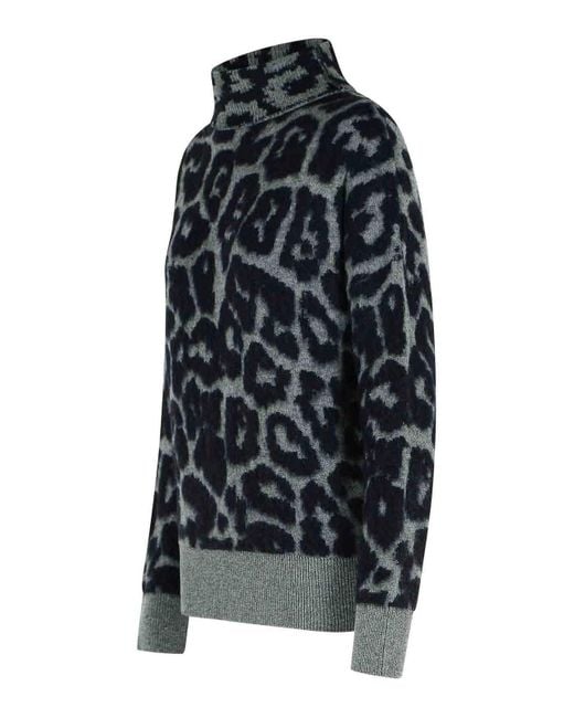 Stella McCartney Black Leopard-Print Turtleneck Jumper