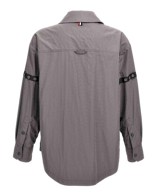 Thom Browne Gray 'Snap Front' Overshirt for men