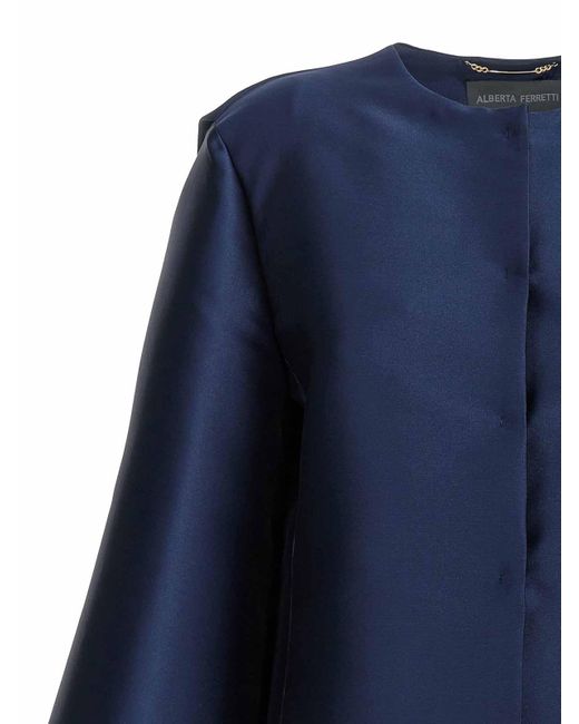Alberta Ferretti Blue Mikado Jacket
