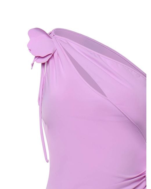 Coperni Purple Asymmetrical Mini Dress With Flowers