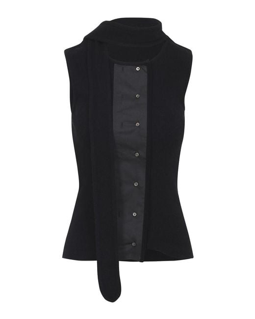 Lemaire Black Asymmetrical Fitted Top