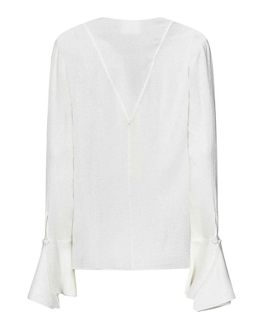 Givenchy White Long-Sleeved Silk Crpon Blouse