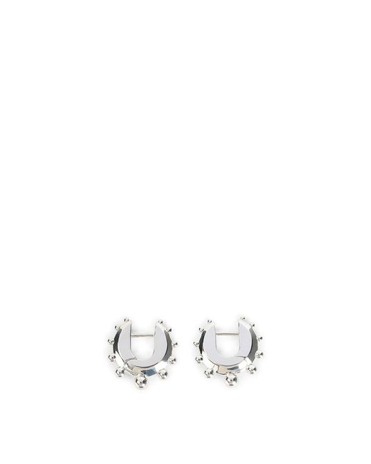 Phoebe Philo White Beaded Hoop Small Earrings