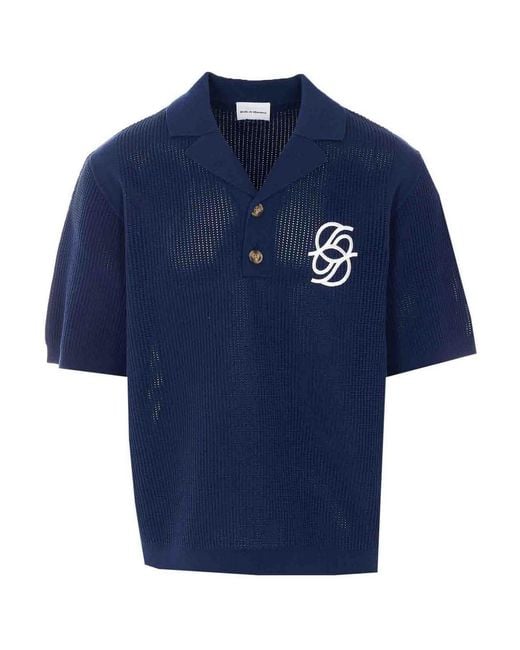 Drole de Monsieur Blue Monogram Polo for men