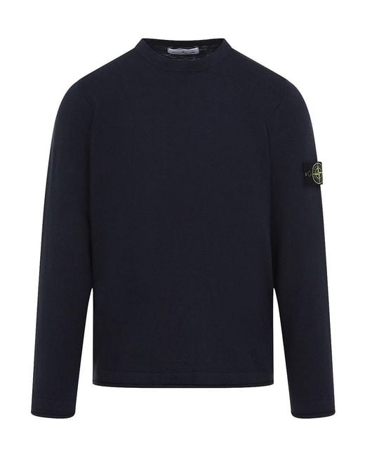 Stone Island Blue Crew Neck Pullover for men