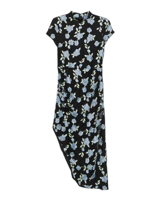 ROTATE BIRGER CHRISTENSEN Black Long Asymmetrical Mesh Dress