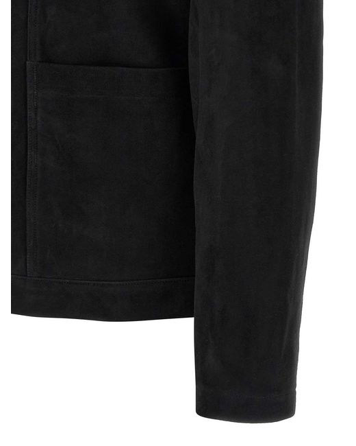 Giorgio Brato Black Fiore Suede Jacket for men