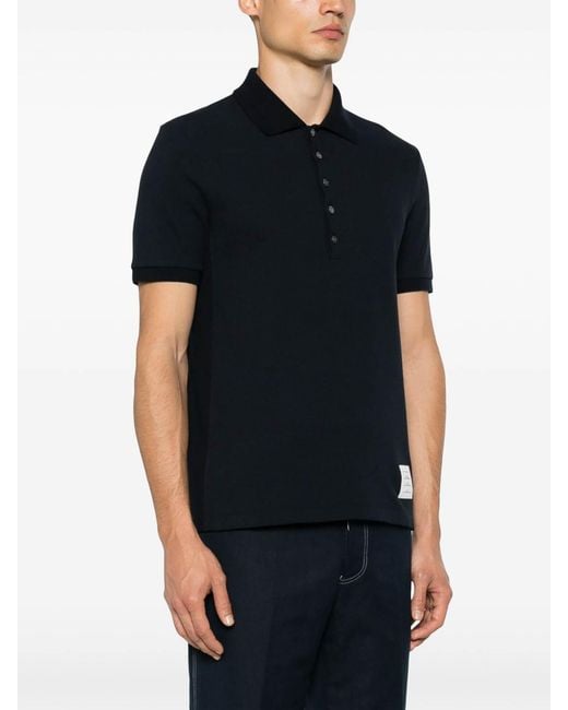 Thom Browne Black Cotton Polo Shirt for men
