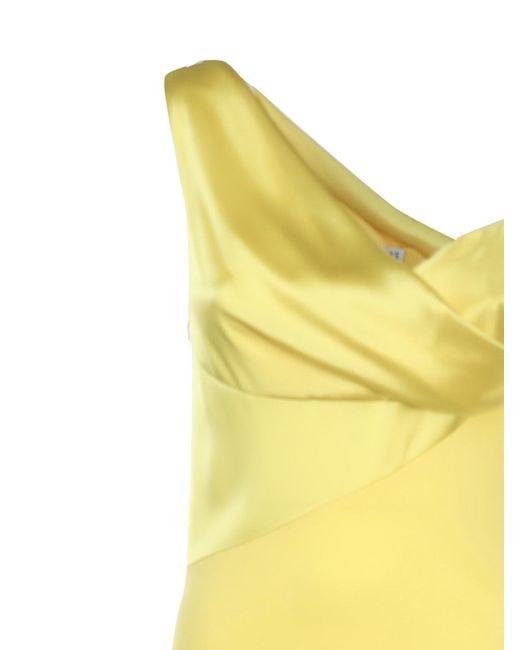 Loewe Yellow Draped Midi Dress Dresses