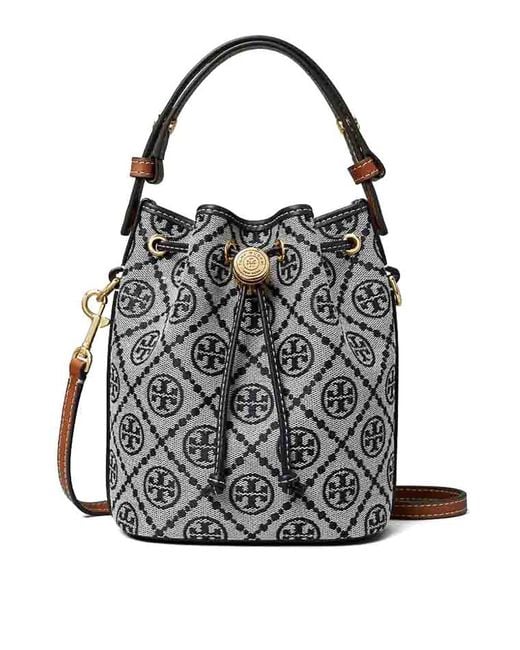 Tory Burch Black T Monogram Mini Bucket Bag