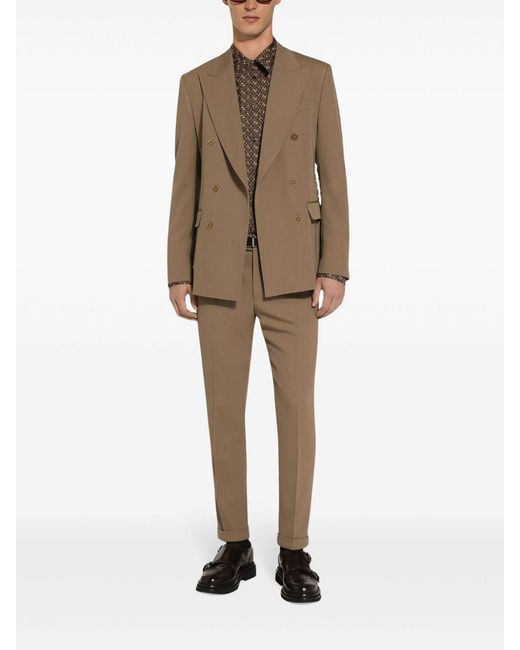 Dolce & Gabbana Natural Tapered Trousers With Pleats for men