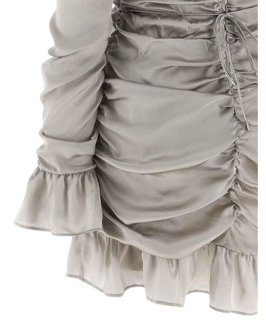 ROTATE BIRGER CHRISTENSEN Gray Ls Mini Bow Dress