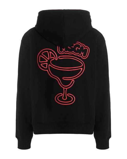 MSGM Black Logo Embroidery Hoodie By Burro Studio for men