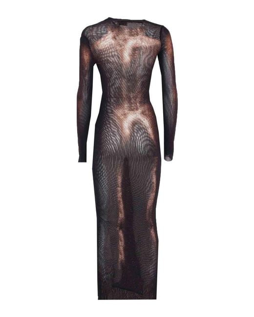 Jean Paul Gaultier Brown Body Dust Mesh Asymmetric Dress
