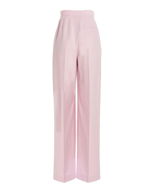 McQueen Pink Pleat Detailed Wide Leg Pants