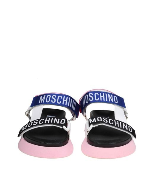 Moschino White Platform Sandal With Logo