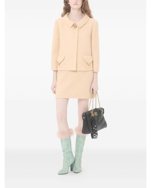 Valentino Garavani Natural Vlogo Signature Wool Skirt