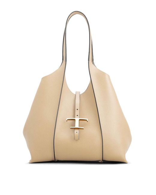 Tod's Natural T Timeless Small Leather Tote Bag