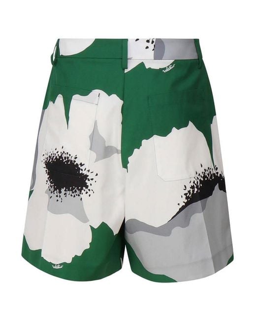 Valentino Garavani Green Flower Portrait Shorts for men