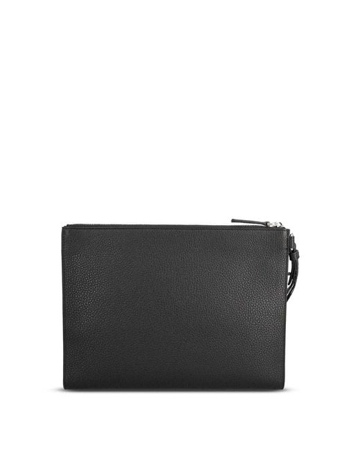 Balenciaga Black Leather Zipped Pouch for men