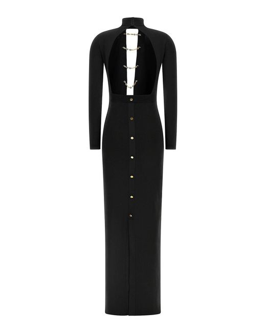 Elisabetta Franchi Black Jewel Cufflinks Knit Dress